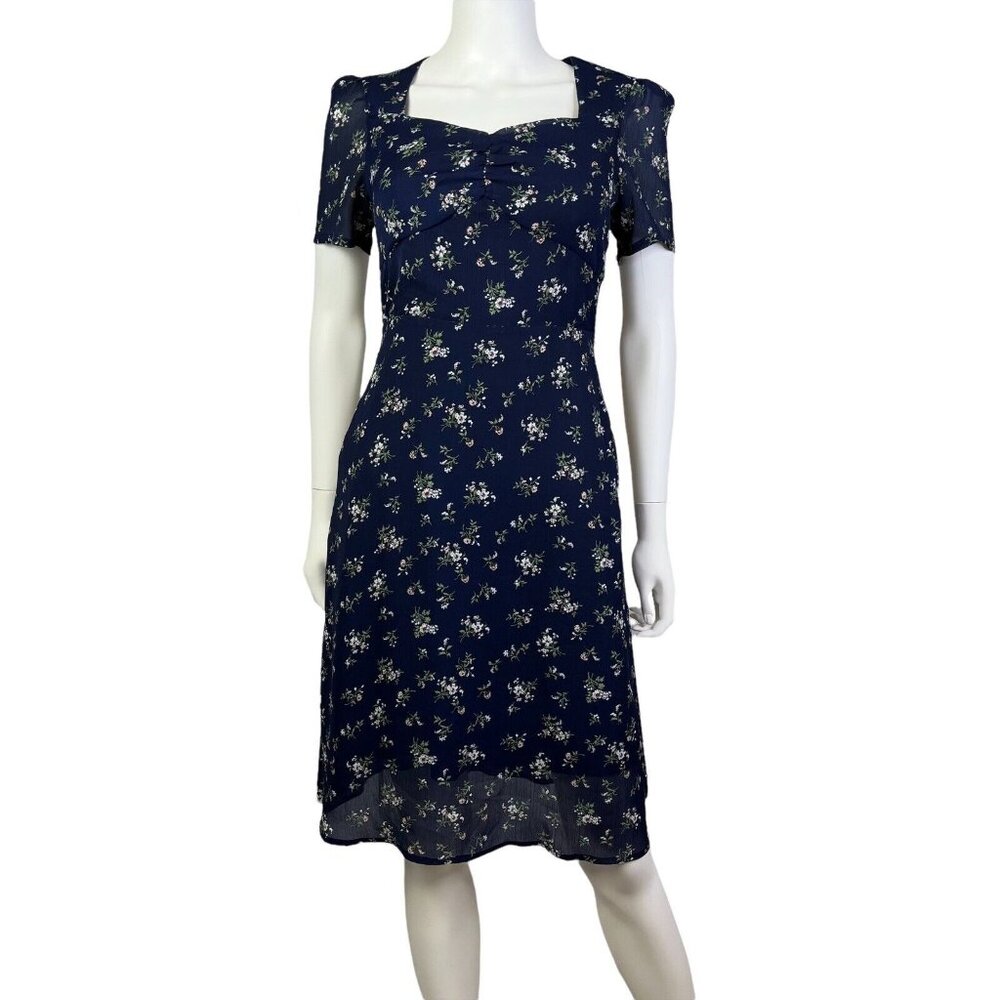 Closet Convention Floral Navy Casual Dress Womens Size‎ S (H10159)